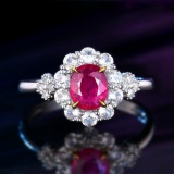 14k Gold 0.81 Ctw Natural Ruby & Diamond Ring