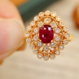 14k Gold 0.82 Ctw Natural Ruby & Diamond Ring