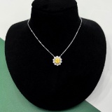 14k Gold 0.31 Ctw Natural Yellow Diamond & Diamond Necklace