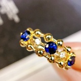 14k Gold 1.05 Ctw Vivid Blue Natural Sapphire & Diamond Ring