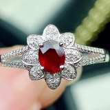 14k Gold 0.41 Ct Vivid Red Natural Ruby & Diamond Ring