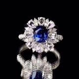 14k Gold 2.87 Ctw Natural Sapphire & Diamond Ring/pendant