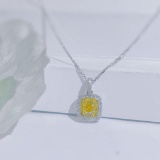 14k Gold 0.71 Ctw Natural Yellow Diamond & Diamond Necklace