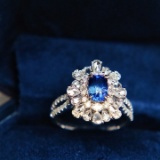 14k Gold 2.64 Ctw Natural Sapphire & Diamond Ring