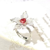 14k Gold 1.94 Ctw Vivid Red Natural Ruby & Diamond Ring