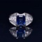 14k Gold 2.27 Ctw Vivid Blue Natural Sapphire & Diamond Ring