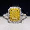 14k Gold 1.38 Ctw Natural Yellow Diamond & Diamond Ring