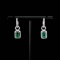 14k Gold 2.56 Ctw Vivid Green Natural Emerald & Diamond Earrings