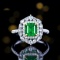 14k Gold 2.50 Ctw Vivid Green Natural Emerald & Diamond Ring/pendant