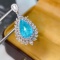 14k Gold 2.77 Ctw Natural Paraiba Tourmaline & Diamond Pendant