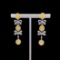 14k Gold 3.92 Ctw Natural Yellow Diamond & Diamond Earrings