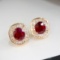 14k Gold 1.42 Ctw Natural Ruby & Diamond Earrings