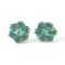 14k Gold 1 Ct Vivid Green Natural Emerald & Opal & Diamond Earrings