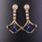 14k Gold 1.80 Ctw Vivid Blue Natural Sapphire & Diamond Earrings