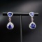 14k Gold 6.54 Ctw Vivid Blue Natural Tanzanite & Diamond Earrings