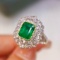 14k Gold 3.11 Ctw Vivid Green Natural Emerald & Diamond Ring