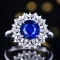 14k Gold 2.48 Ctw Natural Sapphire & Diamond Ring/pendant