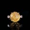 14k Gold 6.35 Ct Natural Citrine & Sapphire Ring