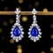 14k Gold 5.36 Ctw Natural Sapphire & Diamond Earrings