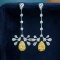 14k Gold 1.99 Ctw Natural Yellow Diamond & Diamond Earrings