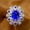 14k Gold 2.35 Ctw Vivid Blue Natural Sapphire & Diamond Ring