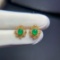 14k Gold 0.8 Ct Vivid Green Natural Emerald & Pearl Earrings
