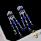 14k Gold 3.91 Ctw Vivid Blue Natural Sapphire & Diamond Earrings