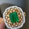 14k Gold 2.20 Ctw Vivid Green Natural Emerald & Diamond Ring