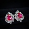 14k Gold 2.34 Ctw Natural Ruby & Diamond Earrings