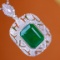 14k Gold 6.56 Ctw Vivid Green Natural Emerald & Diamond Pendant