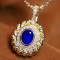 14k Gold 0.94 Ctw Natural Sapphire & Diamond Pendant