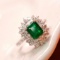 14k Gold 2.07 Ctw Vivid Green Natural Emerald & Diamond Ring