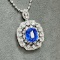 14k Gold 3.64 Ctw Natural Sapphire & Diamond Pendant