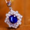 14k Gold 2.43 Ctw Natural Sapphire & Diamond Pendant