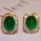 14k Gold 8.20 Ctw Vivid Green Natural Emerald & Diamond Earrings
