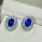 14k Gold 3.76 Ctw Natural Sapphire & Diamond Earrings