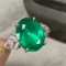 14k Gold 4.68 Ctw Vivid Green Natural Emerald & Diamond Ring