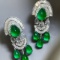 14k Gold 6.7 Ctw Vivid Green Natural Emerald & Diamond Earrings