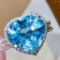 14k Gold 7.48 Ctw Natural Aquamarine & Diamond Ring