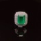 14k Gold 5.30 Ct Vivid Green Natural Emerald & Diamond Ring