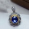 14k Gold 1.80 Ct Natural Sapphire & Diamond Pendant