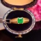 14k Gold 0.9 Ct Vivid Green Natural Emerald & Diamond Ring