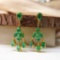 14k Gold 3.49 Ct Vivid Green Natural Emerald & Diamond Earrings