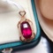 14k Gold 3.86 Ct Natural Tourmaline & Diamond Pendant