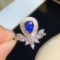 14k Gold 1.25 Ct Vivid Blue Natural Sapphire & Diamond Ring