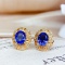 14k Gold 2.23 Ct Vivid Blue Natural Sapphire & Diamond Earrings