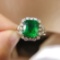 14k Gold 3.2 Ct Vivid Green Natural Emerald & Diamond Ring
