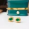 14k Gold 1 Ct Vivid Green Natural Emerald Earrings