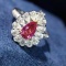 14k Gold 1.10 Ctw Natural Padparadscha Sapphire & Diamond Ring