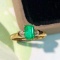14k Gold 0.95 Ctw Vivid Green Natural Emerald & Diamond Ring